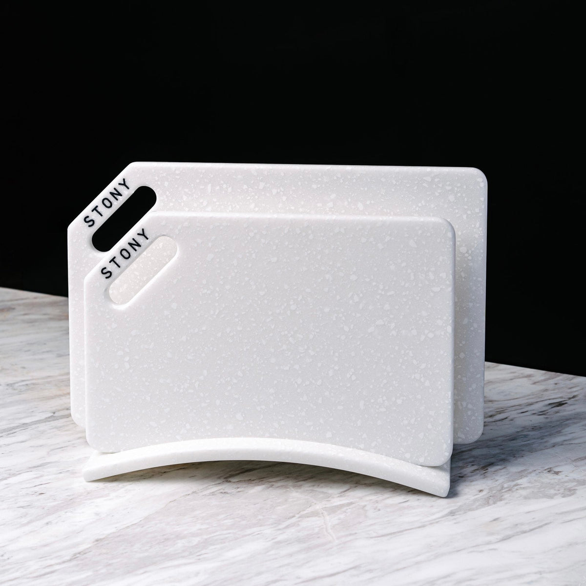 "BLANCHE" STONY SET Arctic ice premium stone-look hygienic cutting board by Stony — Foto