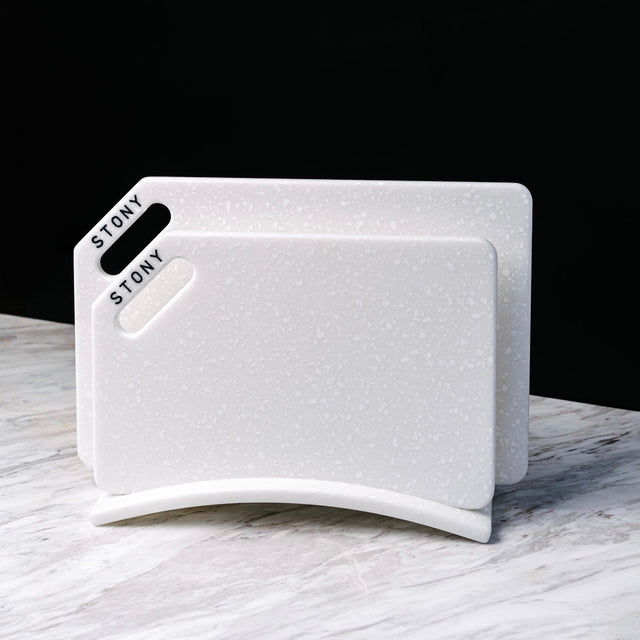 "BLANCHE" STONY SET Arctic ice premium stone-look hygienic cutting board by Stony